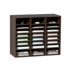 Organizador de literatura de madera VEVOR, clasificador de archivos ajustable 24 compartimentos marrón