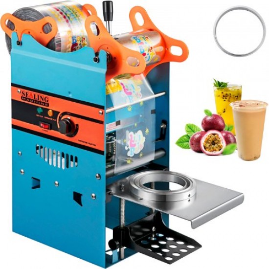 Buy Manual Cup Sealing Machine 90/95mm 300-500 Cups/h Tea Cup Sealing Machine 27x27x65cm Blue PP, PE and Pet Cup Sealing Machine for Coffee, Milk Tea, Soy Milk