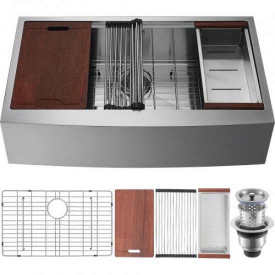 Comprar Fregadero de Cocina Estilo Campestre Fregadero de Un Seno de Acero Inoxidable 304 con Tabla de Cortar Filtro de Escurridor Drenaje Rápido para Preparación de Cocina Casera 76 x 56 x 23 cm