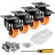 VEVOR Juego de 4 ruedas giratorias para muebles industriales, ruedas silenciosas de PVC de 50,8 mm con freno de doble bloqueo, capacidad de carga de 68 kg por rueda para carros de banco de trabajo