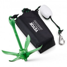 VEVOR Kit de Anclaje para Kayak 1,5 kg, Ancla para Tabla de Paddle con Cuerda de 8 m y Boya, Ancla Plegable para Botes pequeños con Bolsa y mosquetón, Accesorios para Kayaks, Botes pequeños, Canoas