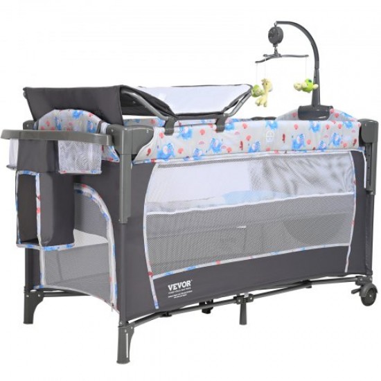 Comprar Cama para Bebé Carga de 35 kg Cuna de Colecho Plegable Cama Sombrilla con Cambiador Ruedas Mosquitera Transpirable Juguetes Cama Supletoria con Apertura Lateral con Accesorios para Recién Nacido