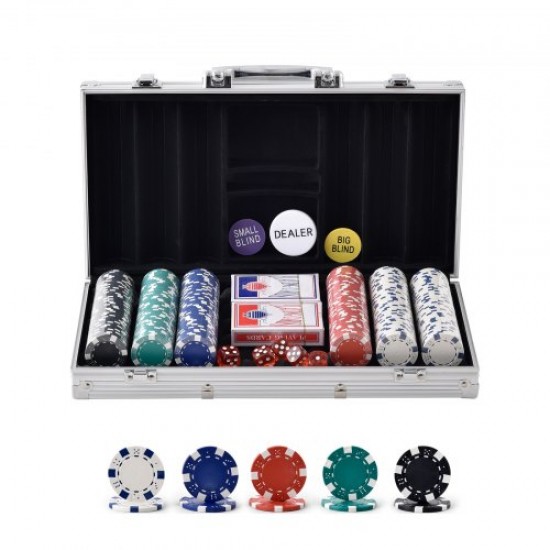 Comprar Estuche de Póquer 300 Piezas Fichas de Póquer de Plástico 11,5 g 40 x 3,3 mm con 2 Barajas de Cartas 1 Botón de Distribuidor y 2 Botones Ciegos para Blackjack Texas Juegos de Azar Casino en Casa