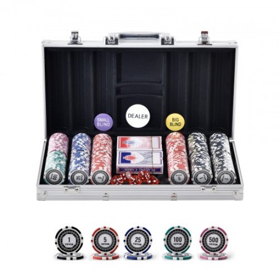 Comprar Juego de Fichas de Poker de Plástico Juego de Poker 300 PCS Juego Completo de Poker con Estuche de Aluminio, Cartas, Botones y Dados, 7-8 Jugadores para Texas Hold'em, Blackjack, Juegos de Azar