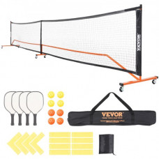 VEVOR Juego de red de Pickleball, sistema de Pickleball portátil de tamaño reglamentario de 672 cm con bolsas, pelotas, raquetas, ruedas y líneas de cancha, marco de metal resistente a la intemperie