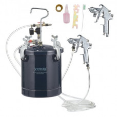 VEVOR Pistola de pintura con depósito de 10 L Bote de presión de pintura Entrada de aire 6,4 mm Salida 9,5 mm 2 boquillas de pintura 1,5 mm 4 mm Presión máxima 60 PSI para decoración de interiores