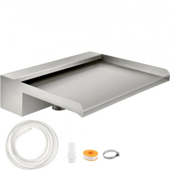 Comprar Fonte retangular de aço inoxidável para piscina, cachoeiras para piscina, 30x26x8cm, fluxo de água para piscina externa, 30cm de largura