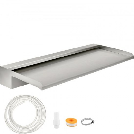 Buy Rectangular Stainless Steel Pool Fountain Pool Waterfalls 60x26x8cm Outdoor Pool Fountain Water Flow Width 60cm