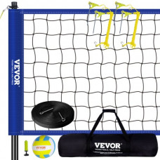 VEVOR Red de voleibol portátil para exteriores, postes de acero de altura ajustable, juego de voleibol profesional con pelota de voleibol de PVC, bomba y bolsa, para jardín, playa, césped