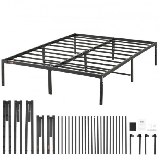 Comprar Estrutura de cama de casal 196x142x36 cm Estrutura metálica sólida Carga de 680 kg Cama metálica Espaço de armazenamento sob a cama Deslizante silencioso Fácil montagem para casa, preto