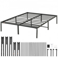 VEVOR Marco de Cama Doble 196x142x36 cm Estructura Sólida de Metal Carga de 680 kg Cama Metálica Espacio de Almacenamiento Debajo de Cama Deslizamiento Silencioso Montaje Fácil para Casa, Negro