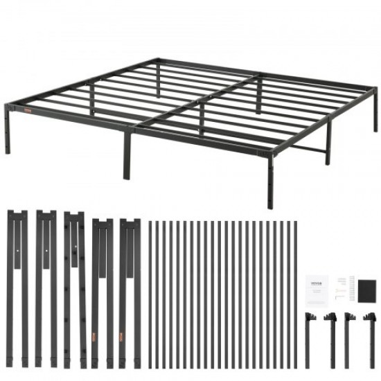 Comprar Marco de Cama Doble 208 x 198 x 36 cm Estructura Sólida de Metal Carga de 680 kg Cama Metálica Espacio de Almacenamiento Debajo de Cama Deslizamiento Silencioso Montaje Fácil para Casa, Negro