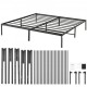 Buy Double Bed Frame 208 x 198 x 36 cm Solid Metal Structure Load 680 kg Metal Bed Storage Space Under Bed Silent Gliding Easy Assembly for Home, Black