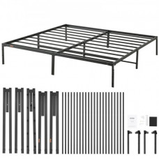VEVOR Marco de Cama Doble 208 x 198 x 36 cm Estructura Sólida de Metal Carga de 680 kg Cama Metálica Espacio de Almacenamiento Debajo de Cama Deslizamiento Silencioso Montaje Fácil para Casa, Negro