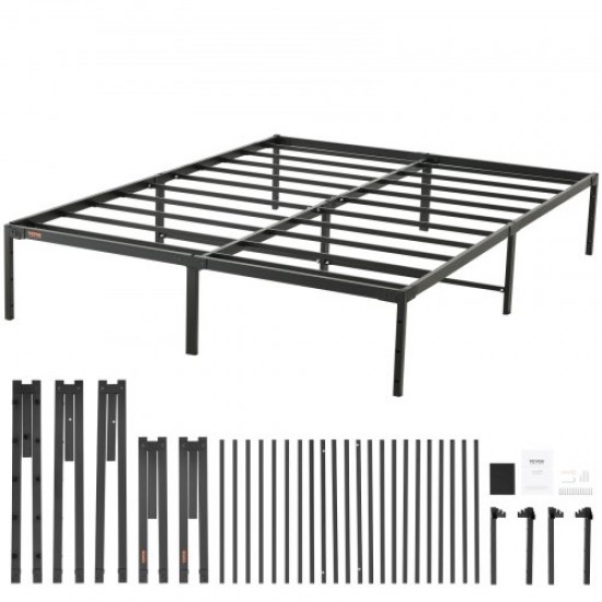 Comprar Marco de Cama Doble 160x208,5x36 cm Estructura Sólida de Metal Carga de 680 kg Cama Metálica Espacio de Almacenamiento Debajo de Cama Deslizamiento Silencioso Montaje Fácil para Casa, Negro