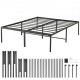 Buy Double Bed Frame 160 x 208 x 46 cm Solid Metal Structure Load 680 kg Metal Bed Storage Space Under Bed Silent Gliding Easy Assembly for Home, Black