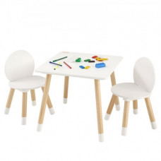 VEVOR 1 Mesa Infantil con 2 Sillas 500x500x437 mm y 282x282x480 mm Conjunto de Muebles Infantiles Bandeja Fácil de Limpiar para Estudiar Comer Jugar Leer Guardería Dormitorio Infantil de 2 a 8 Años