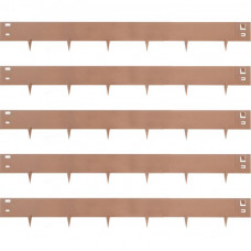 Bordura de Acero Galvanizado 10 x 99 cm Borde para Césped 5 Piezas Valla Delimitadora de Bordes Longitud Total de 4,95 m Borde Limitador de Jardín Flexible Marrón para Jardines Senderos Patios