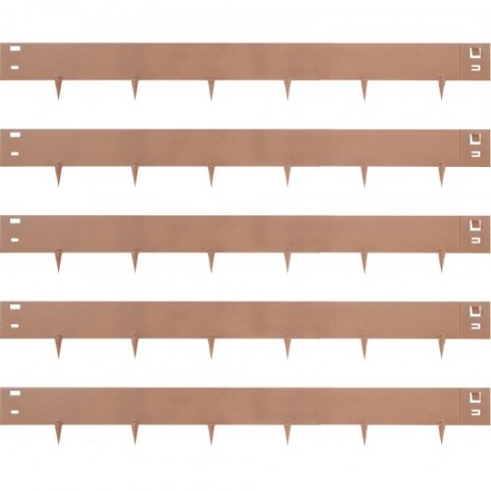 Купити Бордюр із оцинкованої сталі 10 x 99 см Бордюр для газону 5 шт. Бордюр для розмежування огорожі Загальна довжина 4,95 м Коричневий гнучкий садовий бордюр для садових доріжок Патіо