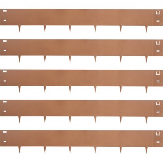 Koop Gegalvaniseerde stalen rand 12,7 x 99 cm gazonrand 5 stuks randafbakening hek totale lengte 4,95 m bruin flexibele tuinrand voor tuinpaden patio's