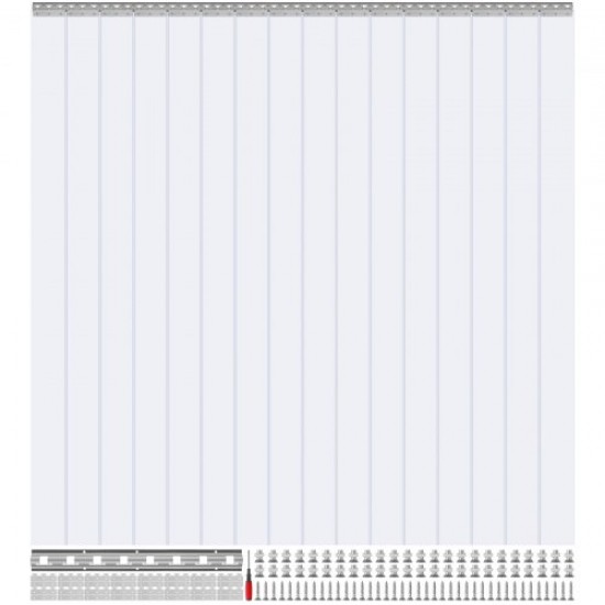 Купить Наружная занавеска из ПВХ, полосовая занавеска 244x244 см, прозрачная дверная занавеска из ПВХ, 16 пластиковых полосок, устойчивая к температуре -20 ° C ~ 60 ° C