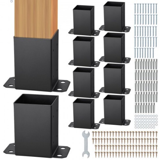 Comprar 10 Piezas Soportes para Postes de Madera 4" x 4"(102x102 mm) Base Interna de Poste de Acero al Carbono para Anclaje de Poste con Recubrimiento en Polvo para Barandilla de Soporte, Terraza, Negro