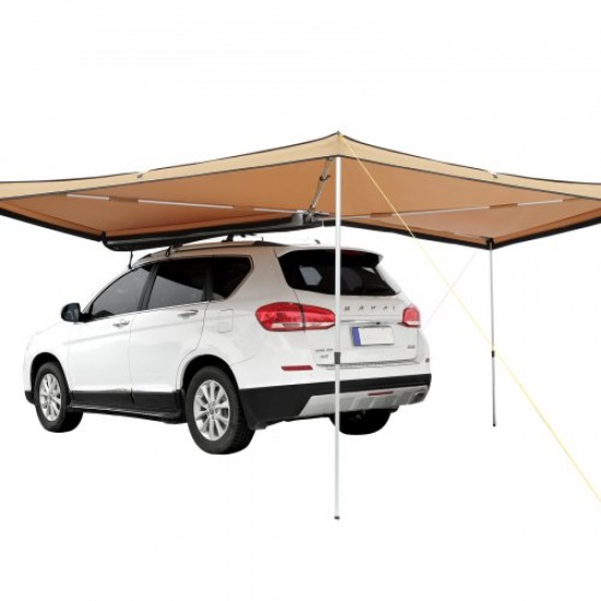 VEVOR Toldo Retráctil para Coche 270° 2,5 m Toldo Lateral para Coche PU3000 mm UV50+ Resistente al Sol/Agua/Viento con Bolsa de Almacenamiento Toldo Lateral/Trasero para Camiones SUV Furgonetas