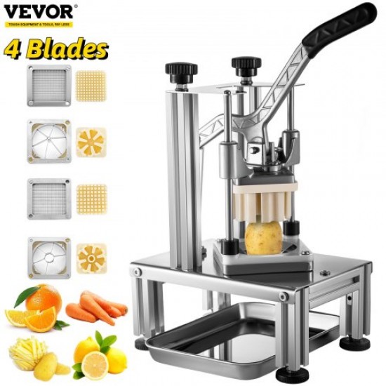 Buy Commercial Fruit and Vegetable Slicer, 4 Blades French Fry Cutter Machine 30 x 20 x 40 cm Industrial Potato Cutter Stainless Steel and Aluminum French Fry Cutter