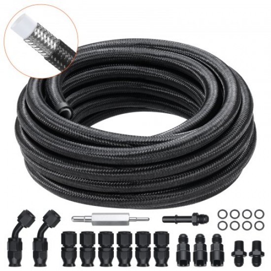 Comprar Kit Manguera Combustible 6AN Manguera Combustible 12 mm Longitud 7,62 m Trenzada en PTFE y Acero Inoxidable Tubería Combustible Diesel con 15 Adaptadores Racores Giratorios para Motor Coches