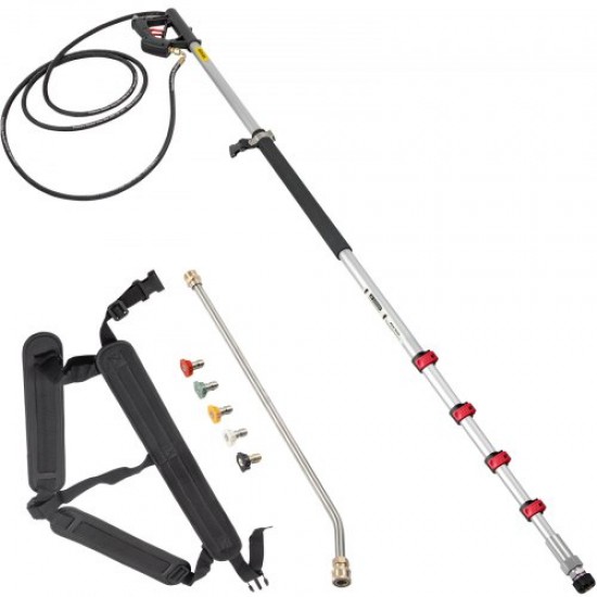 Koop Hogedrukreinigerpistool Max. 4000 PSI Telescopische Hogedrukreiniger Wand 1,5 - 6 m Hogedrukreinigerlans 5 Sproeikoppen voor Trottoir Zwembad Dek Veranda Patio