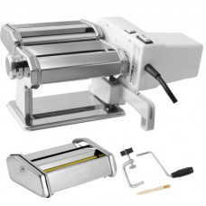 VEVOR Máquina de Pasta Eléctrica de Acero Inoxidable Máquina de Pasta Fresca Italiana 9 Grosores 0,3-3 mm Ancho 1,5/6,6 mm 3/45 mm Manivela Incluida para Envasado de Espaguetis, Albóndigas y Raviolis