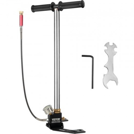 Buy Air Pump 4,500 PSI, High Pressure Pump Air Inflator with Gauge, Three Stage Hand Pump Inflator, Stainless Steel Air Pump for Foot and Road Bikes