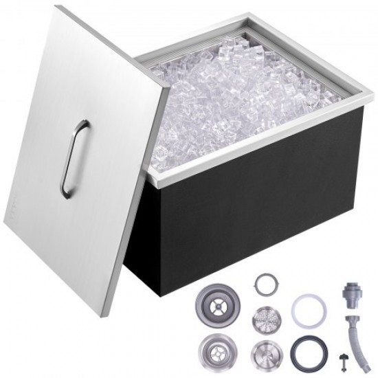 Comprar Bandeja de Hielo Empotrada 55,23 L 508x355x308 mm Caja de Hielo Aislada con Tapa de Acero Inoxidable Conservador de Cubitos de Hielo para Bebidas Cervezas Frías Cocina al Aire Libre Bar Hogar