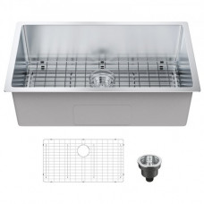 VEVOR Fregadero de cocina 1 seno 76,5 x 45,7 x 23 cm Fregadero bajo encimera para el hogar Fregadero bajo encimera de acero inoxidable 304 con varios accesorios para bar, lavandería, restaurante