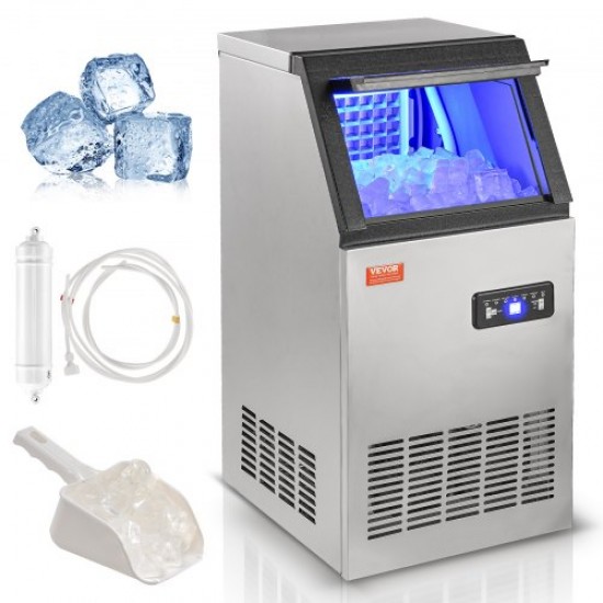 Buy Commercial Ice Machine 45.4kg/24h Self-cleaning 45 Trays Home Bar