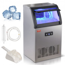 VEVOR Máquina para Hacer Cubitos de Hielo Comercial 52kg/24h, 50 Bandejas para Cubitos de Hielo Capacidad de Almacenamiento de 15 kg Autolimpieza Sin Instalación Independiente para Hogar, Restaurante