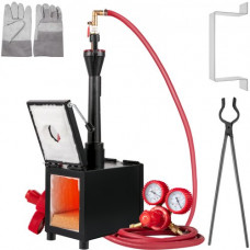 Forja de Gas Propano CMPROF-1+2D Cuadrado 2 Puertas 1 Quemador 80000 BTU con Válvulas de Bola de Gas Horno de Forja Horno de Fusión de Gas Propano para Herreros, Fabricantes de Cuchillos