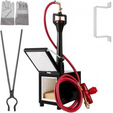 Forja de Gas Propano CMPROF-1+1D Cuadrado 1 Puerta 1 Quemador 80000 BTU con Válvulas de Bola de Gas Horno de Forja Horno de Fusión de Gas Propano para Herreros, Fabricantes de Cuchillos