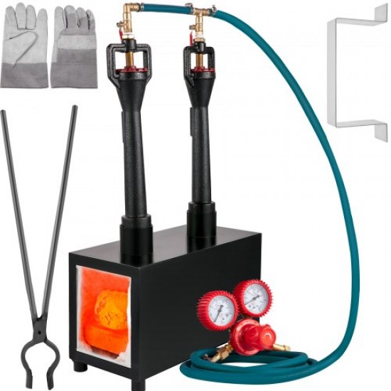 Comprar Forja de Gas Propano CMPROF-2 Cuadrado 2 Quemadores 23 kW · h 80000 BTU 7,8 L con Válvulas de Bola de Gas Horno de Forja Horno de Fusión de Gas Propano para Herreros, Fabricantes de Cuchillos