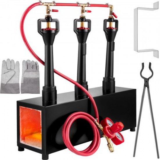 Comprar Forja de Gas Propano CMPROF-3 Cuadrado 3 Quemadores 23 kW · h 80000 BTU 12,6 L con Válvulas de Bola de Gas Horno de Forja Horno de Fusión de Gas Propano para Herreros, Fabricantes de Cuchillos