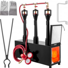 Forja de Gas Propano CMPROF-3 + 1D Cuadrado 1 Puerta 3 Quemadores 80000 BTU con Válvulas de Bola de Gas Horno de Forja Horno de Fusión de Gas Propano para Herreros, Fabricantes de Cuchillos