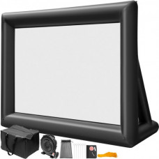 Pantalla de Cine Inflable 4,2 x 2,5 m, Pantalla de Proyector Portátil 3D con Tamaño Inflado de 5,12 x 2 x 3,41 m, Pantalla Inflable Exterior con Soplador de Aire Blanco y Negro Pantalla Lavable