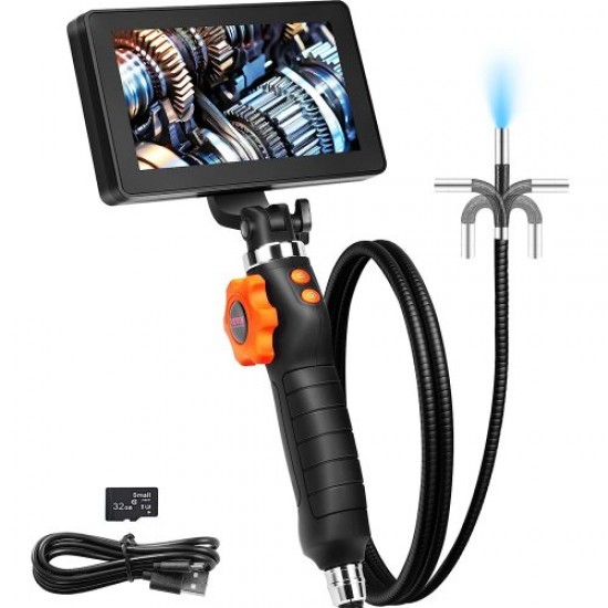 Comprar Cámara De Inspección Endoscopio Articulado Bidireccional de 180° Cámara Endoscópica de Drenaje Lente de 6,4 mm Pantalla Ips Led de 5 Zoom