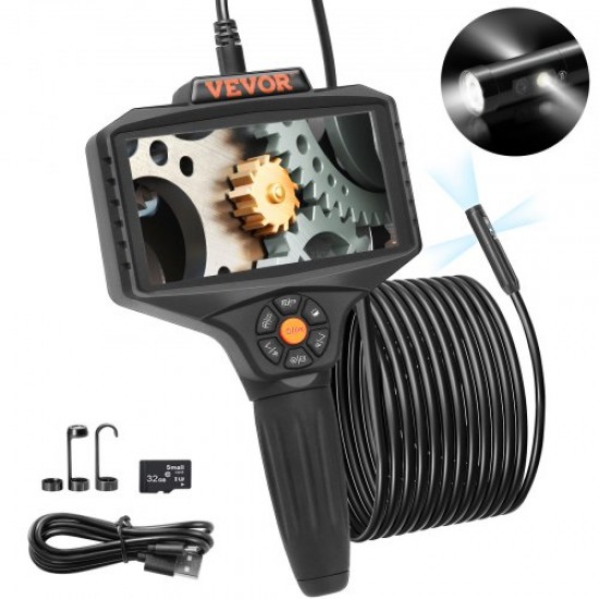 Buy Triple Lens Endoscope Camera 5 Ips Screen Drain Inspection Camera Borescope 32Gb Tf Card 5 Modes 5m Cable Battery