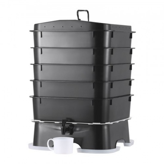 Buy 50L Worm Composter with 5 Trays Garden Composter Worm Compost Bin for Food Waste Recycling Worm Excrement Worm Tea Vermiculture