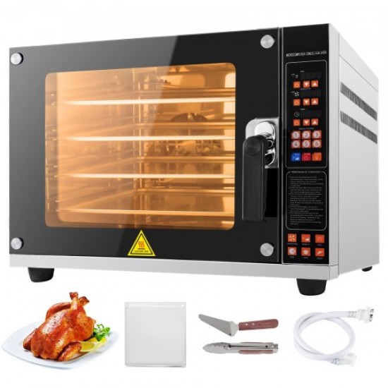 Comprar Horno Eléctrico de Sobremesa 4.5kW, Horno Sobremesa Conveccion 60 L, Horno Conveccion a Prueba de Explosiones, con 4 Niveles de Bandejas, Horno Tostador Piedra Especial para Cocinar Pizza