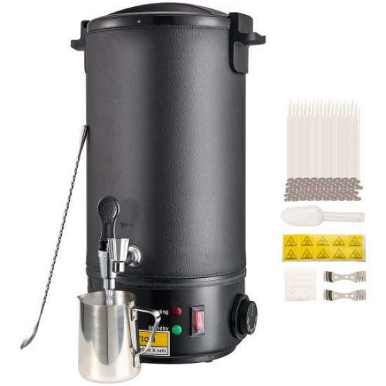 Comprar Máquina de fusão de cera elétrica 10L Máquina de fusão de cera de vela de grande capacidade Máquina de fusão de cera de pico de 1100W Configuração 30-110 ° C de 100 mechas e adesivos para fabricação de velas de sabão