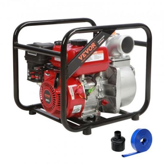 Comprar Bomba de agua con motor de gasolina 3" 7 HP 265 GPM elevación de 142 pies succión de 22 pies, bomba de transferencia de agua de basura de gasolina 4 tiempos, alta presión con 25 pies de manguera