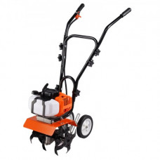 VEVOR Motocultor Térmico con Motor de Gasolina de 43 CC de 2 Tiempos con 4 Púas Delanteras Ajustables de Acero Ruedas Grandes Fácil Instalación Cultivador de Tierra para Huerta, Jardinera, Campos