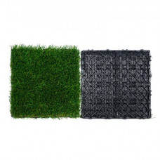 VEVOR Césped Artificial Juego de 9 Baldosas Entrelazadas para Interiores y Exteriores 31x31 cm Alfombra de Suelo Autodrenante, Hojas de Hierba 40 mm para Jardín, Parque Infantil, Decoración del Hogar